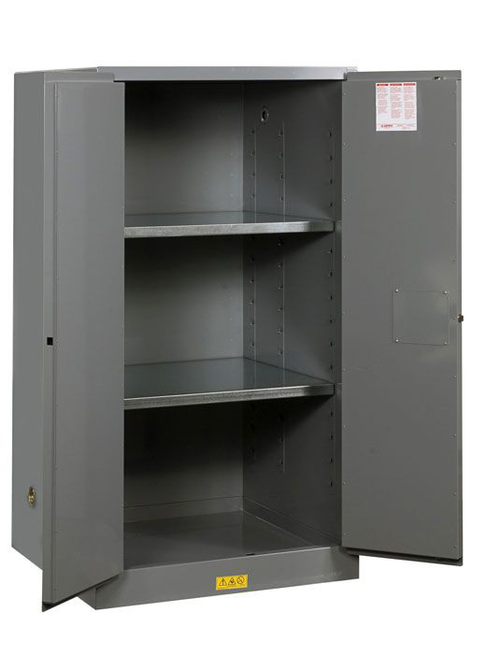 60 Gallon, 2 Shelves, 2 Doors, Manual Close, Flammable Cabinet, Sure-Grip® EX, Gray - 896003