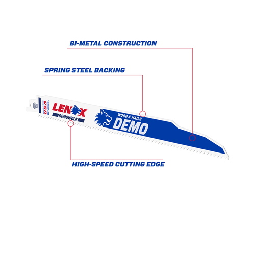 LENOX Demolition Reciprocating Saw Blade With Power Blast Technology, Bi-Metal, 12-Inch, 6 TPi, 25/Pk
