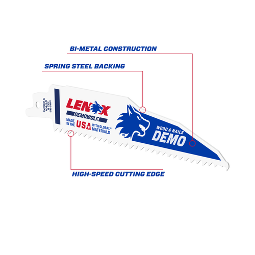 LENOX Demolition Reciprocating Saw Blade With Power Blast Technology, Bi-Metal, 6-Inch, 6 TPi, 25/Pk