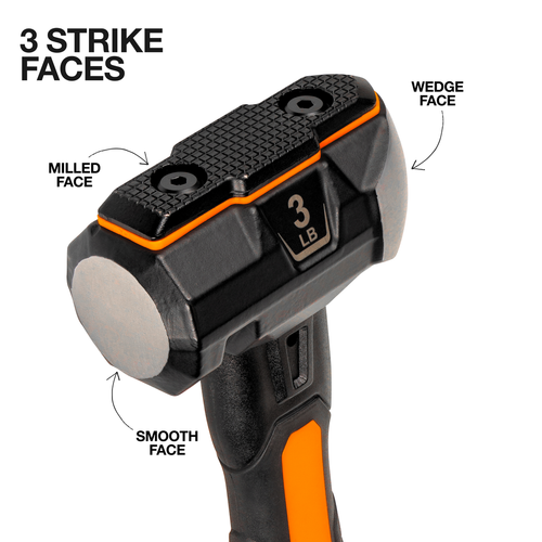 Fiberglass Handle Wedge Sledgehammer, 3-Pound
