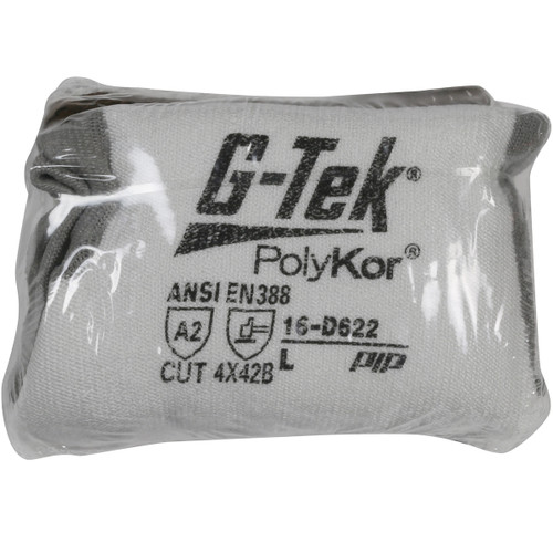 G-Tek® PolyKor® 16-D622V  Cut Resistant Gloves, Size L, White, ANSI A2