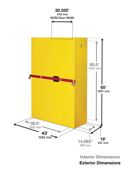 45 Gallon, 2 Shelves, 2 Doors, Self Close, Flammable Cabinet, High Security With Steel Bar, Yellow - SC29884Y