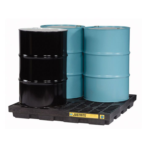 4 Drum Accumulation Center, 49 Gallon Spill Capacity, EcoPolyBlend™, No Drain, Black - 28657