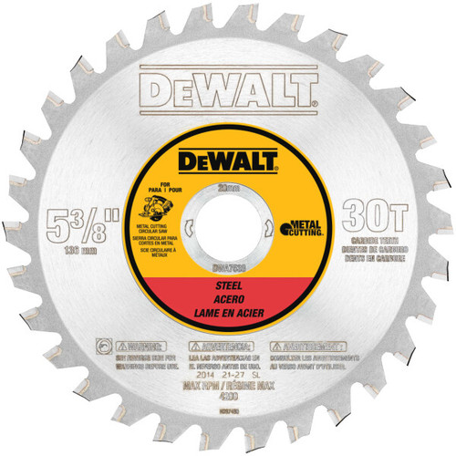 DEWALT 30 Teeth Ferrous Metal Cutting Arbor, 5-3/8-Inch Circular Saw Blade