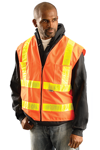 Occunomix Premium Solid Dual Stripe Gloss Safety Vest 1/EA