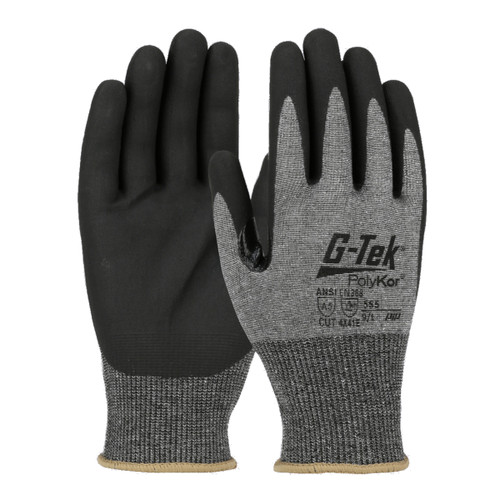 G-Tek® PolyKor® 555  Cut Resistant Gloves, Size L, Gray, ANSI A5