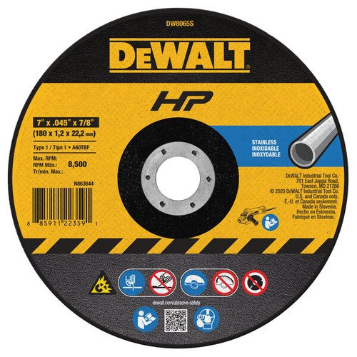 DEWALT High Performance (TM) Stainless Steel Cutting Wheels