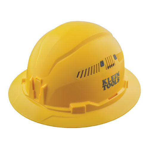 Klein Hard Hat, Vented, Full Brim, Yellow