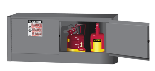 12 Gallon, 2 Doors, Manual Close, Flammable Safety Cabinet, Sure-Grip® EX Piggyback, Gray - 891303