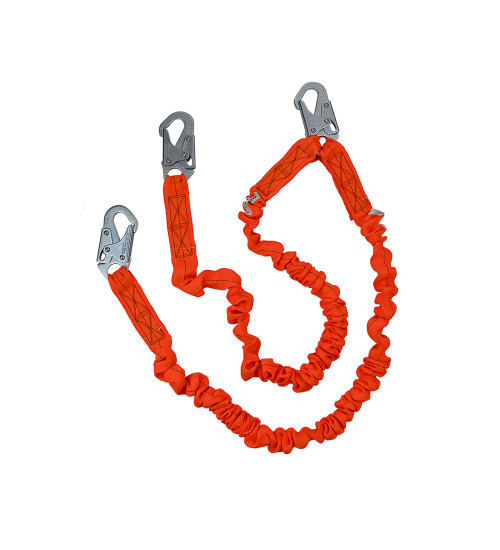 SafeWaze V-Line 6' Stretch Internal Energy Absorbing Lanyard: Dual Leg Snap Hooks