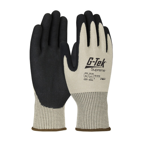 G-Tek® Suprene™ 15-210  Cut Resistant Gloves, Size L, Tan, ANSI A4