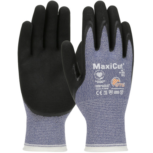 MaxiCut® Oil 44-504  Cut Resistant Gloves, Size M, Blue, ANSI A3
