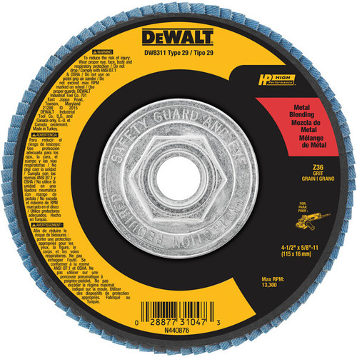 DEWALT 4-1/2-Inch By 5/8-Inch-11 36 Grit Zirconia Angle Grinder Flap Disc