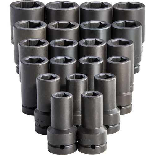 Proto® 1" Drive 21 Piece Deep Impact Socket Set - 6 Point 1/ea