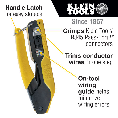 Klein Data Cable Crimper for Pass-Thru™, Compact