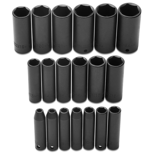 Proto® 3/8" Drive 19 Piece Metric Deep Impact Socket Set - 6 Point 1/ea