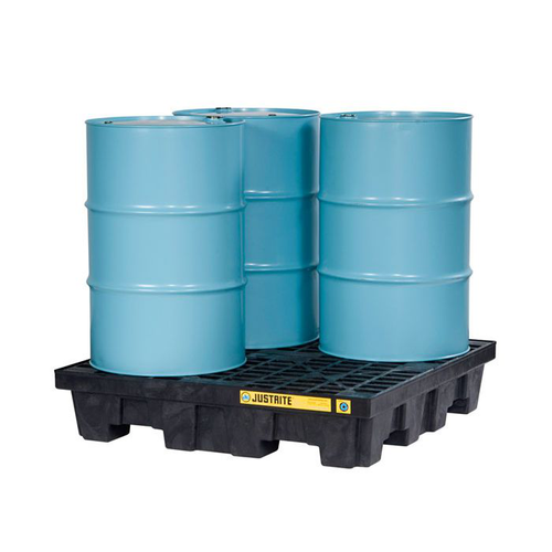 4 Drum Square Plastic Pallet, without Drain, EcoPolyBlend™, Black - 28635