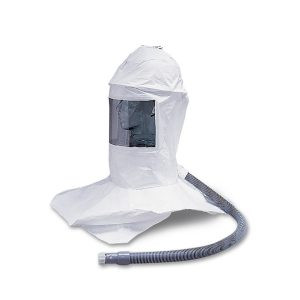 Allegro Deluxe Tyvek Double Bib Hard Hat Hood w/ Ratchet Suspension, Flow Control Valve and Hansen Fittings