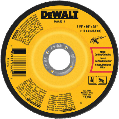 DEWALT Metal Grinding Wheel, 4-1/2-Inch X 1/8-Inch X 7/8-Inch