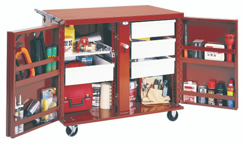 JOBOX Rolling Work Bench  - 2 Drawers, 2 Shelves, 6" Casters