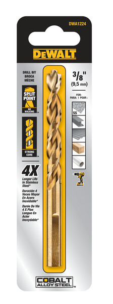 DEWALT Drill Bit, Pilot Point, Industrial Cobalt Alloy Steel, 3/8-Inch