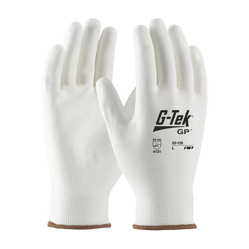 G-Tek® 33-125  SeamlessGlove Coated, Size L, White