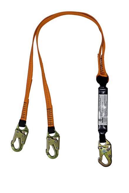 SafeWaze V-Line 6' Energy Absorbing Lanyard: Dual Leg, Snap Hooks