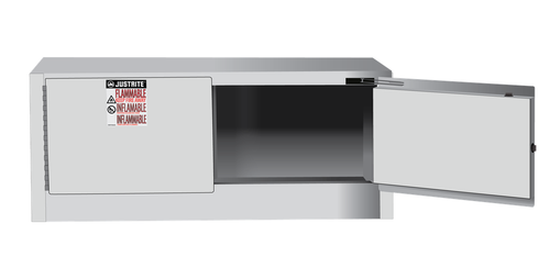 12 Gallon, 2 Doors, Self Close, Flammable Safety Cabinet, Sure-Grip® EX Piggyback, White - 891325