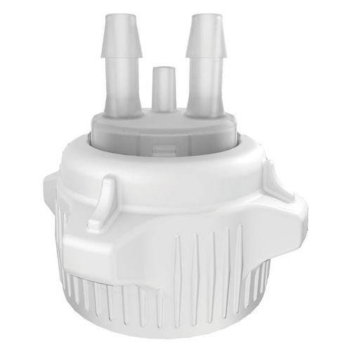 53mm Carboy Cap, Open Top with Adapter, Two 5/16" Molded-in Hose Barbs and Vent - 12856