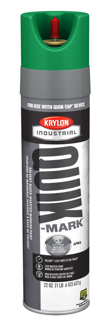Krylon® Industrial Quik-Tap TallBoy SolventBased APWA Marking Paint APWA Green 22 oz. 12/CS