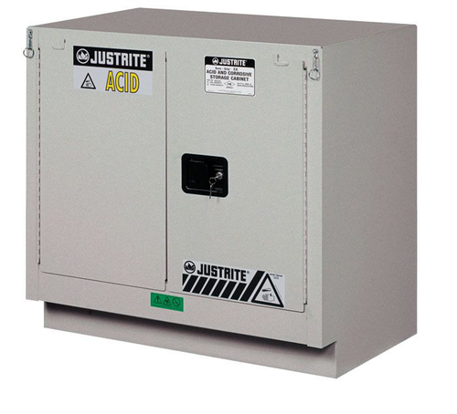 23 Gallon, 1 Shelf, 2 Doors, Self Close, Corrosives/Acids Safety Cabinet, ChemCor® Under Fume Hood, Silver - 8837242