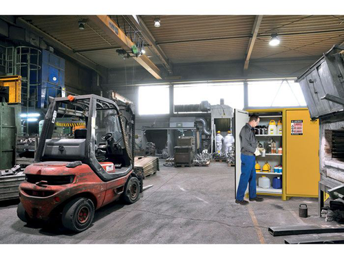 30 Gallon, 3 Shelves, 1 Hybrid-Close Door, 30-Minute EN Flammable Safety Cabinet, Yellow - 22601