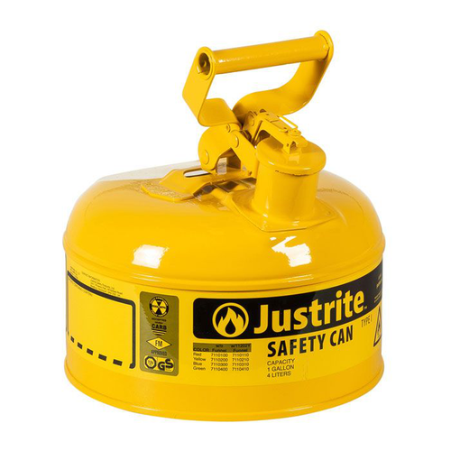 1 Gallon Steel Safety Can for Diesel, Type I, Flame Arrester, Yellow - 7110200