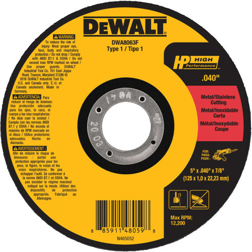DEWALT 4" x .045" x 5/8" Metal and Stainless Cutting  (P/N DWA8063F)