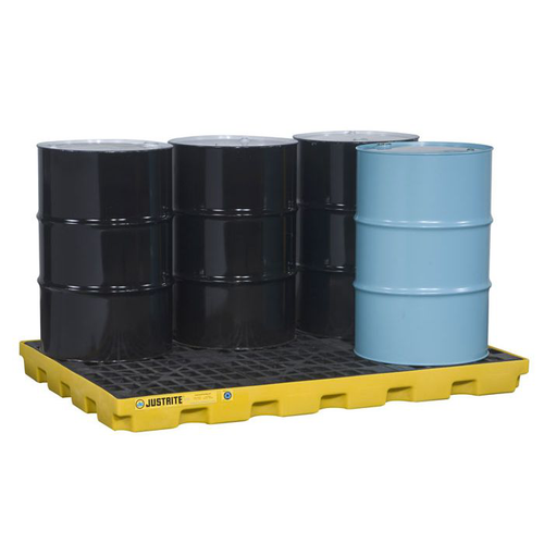 6 Drum Accumulation Center - 73 Gallon Spill Capacity, EcoPolyBlend™, No Drain, Yellow - 28658
