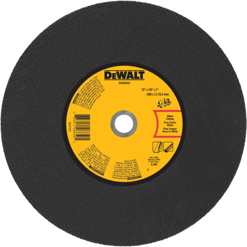 DEWALT 12 In x 1/8 in Aluminum Oxide Abrasive Chop / Cut-Off Blade with 1 in Arbor For Metal Cutting (1 Pack)