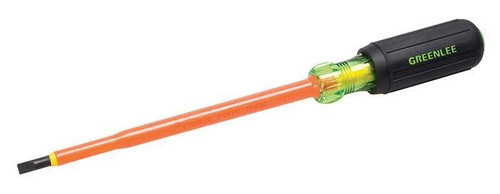 GREENLEE Screwdriver, Insulated, Cabinet Tip, 3/16" x 6"