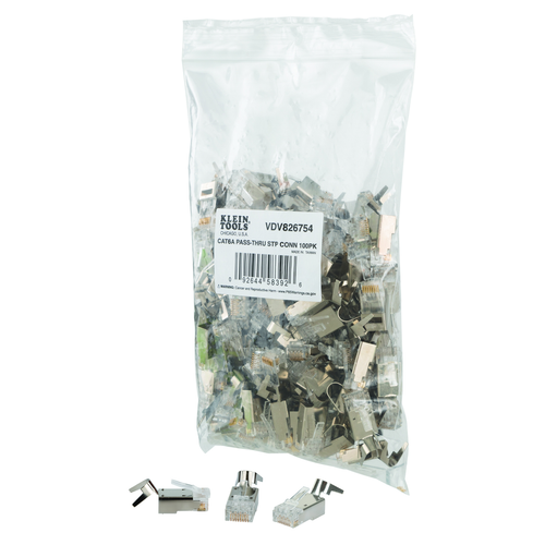 Pass-Thru™ Modular Data Plug, RJ45-CAT6A, Shielded (STP), 100-Pack