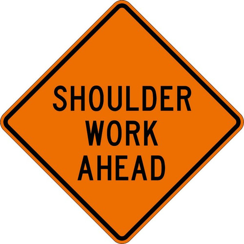 Cortina 48" x 48" SuperBright Reflective Roll-Up Sign with Lexan Pockets and Ribsets - Shoulder Work Ahead