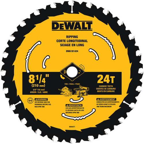 DEWALT 8-1/4 In Carbide Circular Saw Blade 24 Tooth with 5/8 in Arbor (1 Pack)