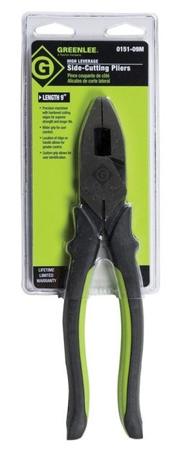 GREENLEE 9" Molded Grip High-Leverage Side-Cutting Pliers