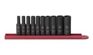 10 Pc. Impact Socket Set Deep SAE 1/4" Drive