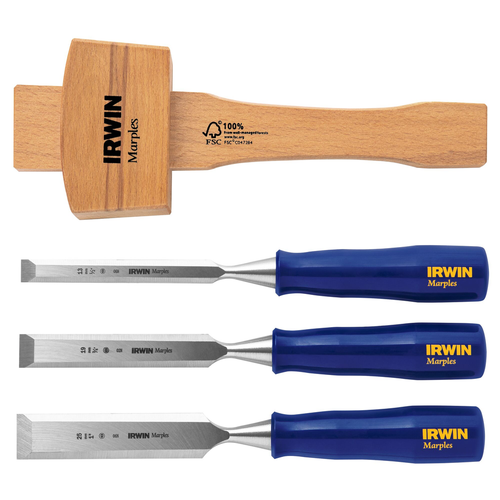 IRWIN CHISEL WOODWK W/MALLET 4PC
