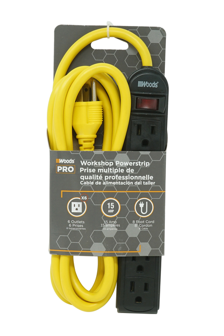 Woods WORKSHOP, WOODS PRO 6 OUT BK 8' YLW CORD 12/BX