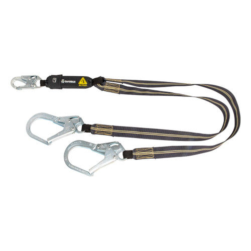 SAFEWAZE Arc Flash 6' Energy Absorbing Lanyard: Aramid, Dual Leg, Rebar Hooks