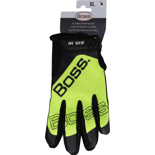 Boss® Utility 120-MV1230T  Hi Performance Glove, Size L, Hi-Vis Yellow