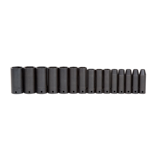 Proto® 1/2" Drive 15 Piece Deep Thin Wall Impact Socket Set - 6 Point 1/ea