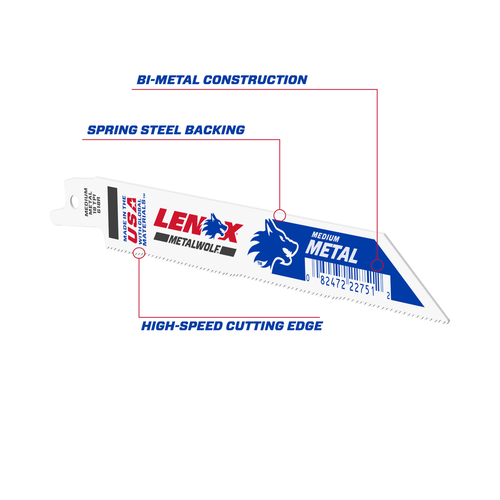 LENOX Reciprocal Saw Blades, 6" Long X 3/4" Wide X 0.035" X 18" TPi (1 Pack)