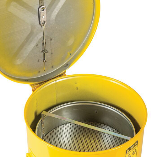 3.5 Gallon, Wash Tank With Basket for Small Parts Cleaning, Self-Close Cover with Fusible Link, Steel, Yellow - 27813