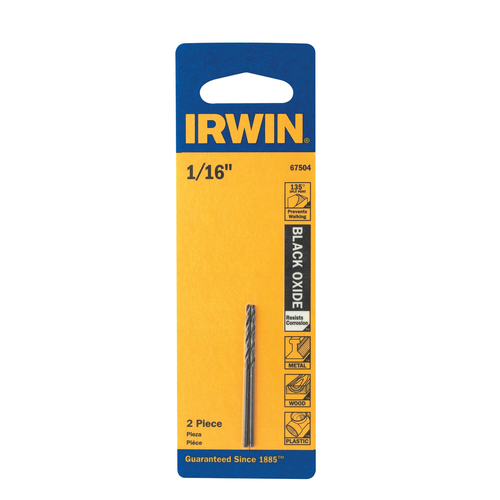 IRWIN DRL 1/16 HD JL 135' BLK OX CARDED